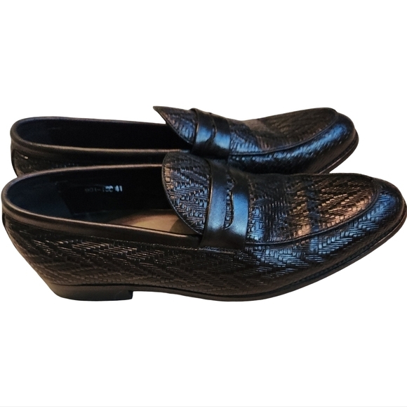 Sergio Cerruti Italian Black Woven Leather Loafers main image 5